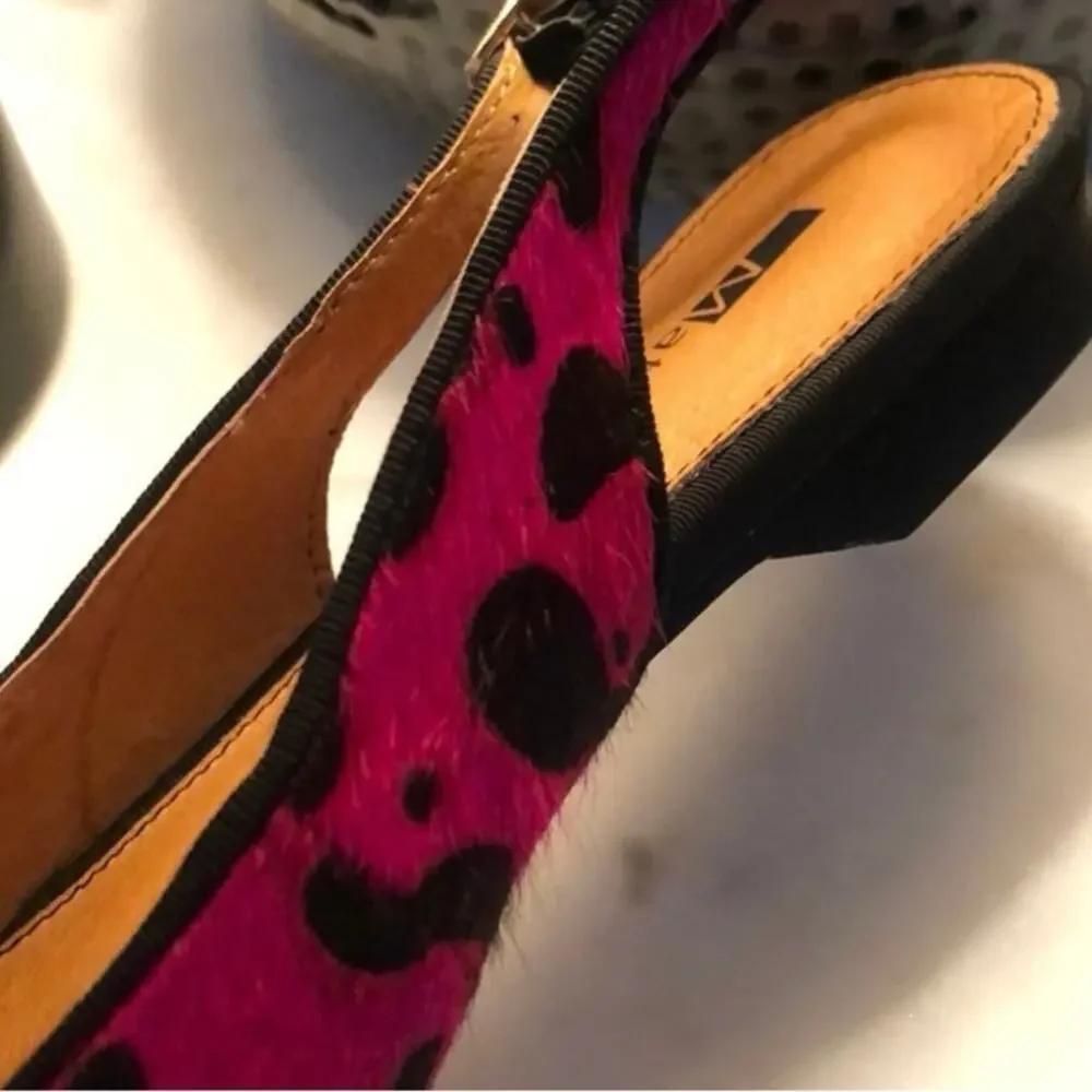 Matiko Fuchsia Pink Leopard Pointed Toe‎ Flats 6 36